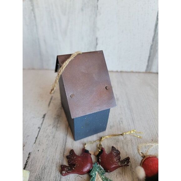 Red cardinal bird birdhouse variety set ornament Xmas - Picture 12 of 14